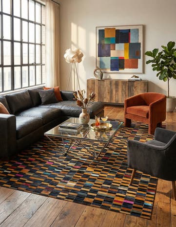 5' 1 x 8' Cowhide - Patchwork Rug