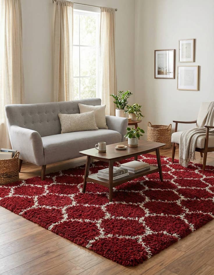 Detail image of  10' x 10' Lattice Shag Square Rug