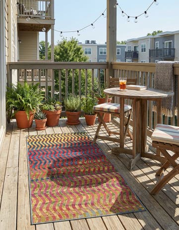 2' 7 x 5' 3 Easy-Clean Modern Indoor / Outdoor Runner Rug