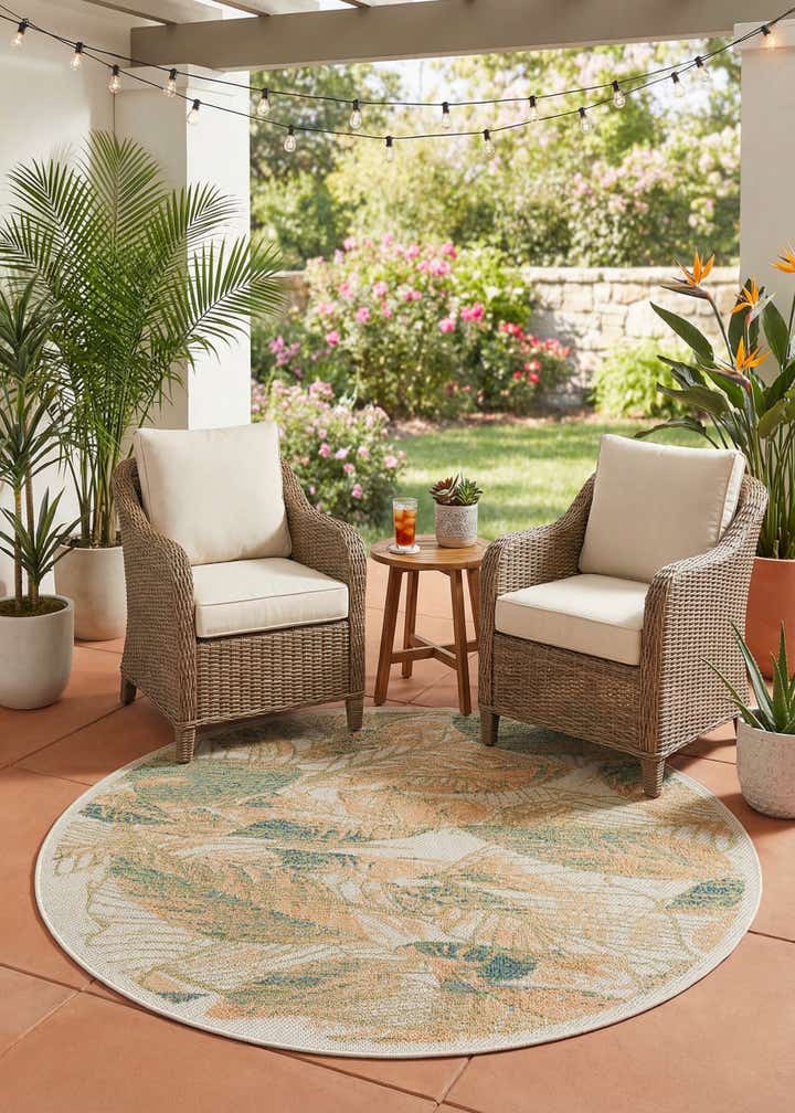 5' 3 x 5' 3 Easy-Clean Baja Indoor / Outdoor Round Rug