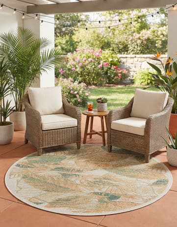 5' 3 x 5' 3 Easy-Clean Baja Indoor / Outdoor Round Rug