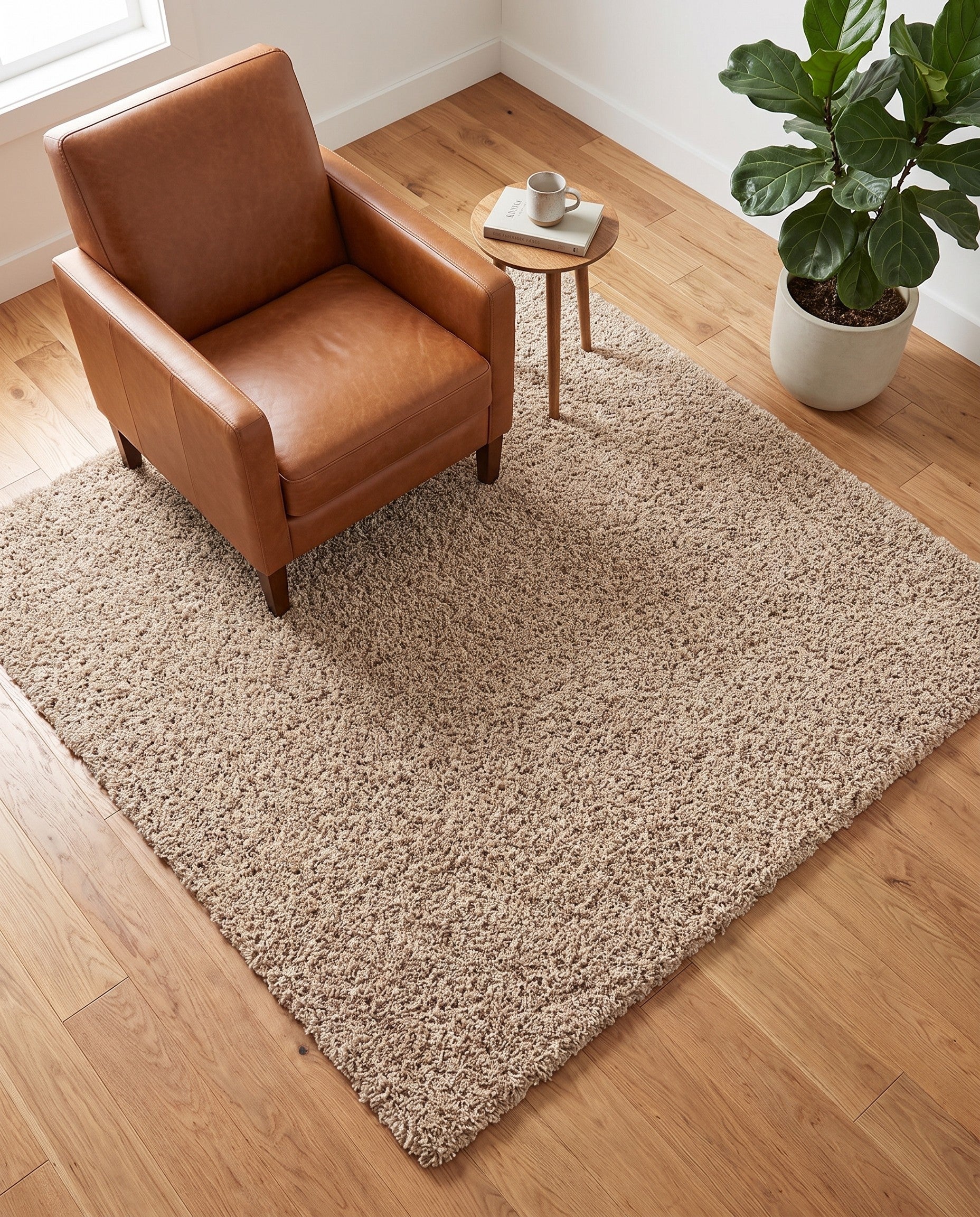 5' 3 x 5' 3 Solid Shag Square Rug