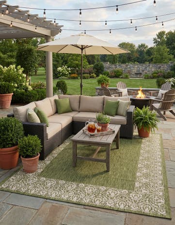 9' x 12' Easy-Clean Border Indoor / Outdoor Rug