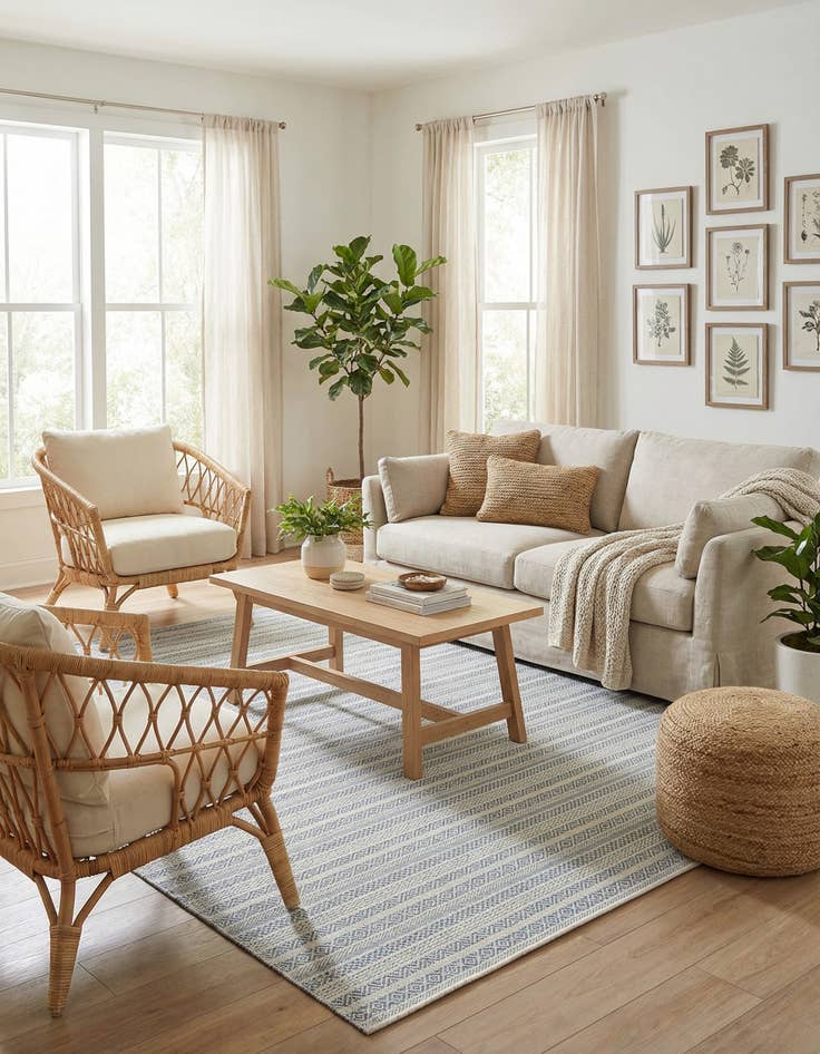 Detail image of 7' x 10'  Washable Striped Indoor / Outdoor Rug