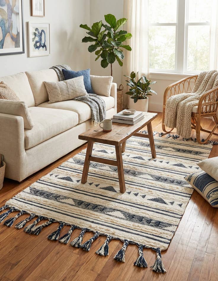 Detail image of  4' 1 x 6' 1  Hand Woven Arizona Wool Rug