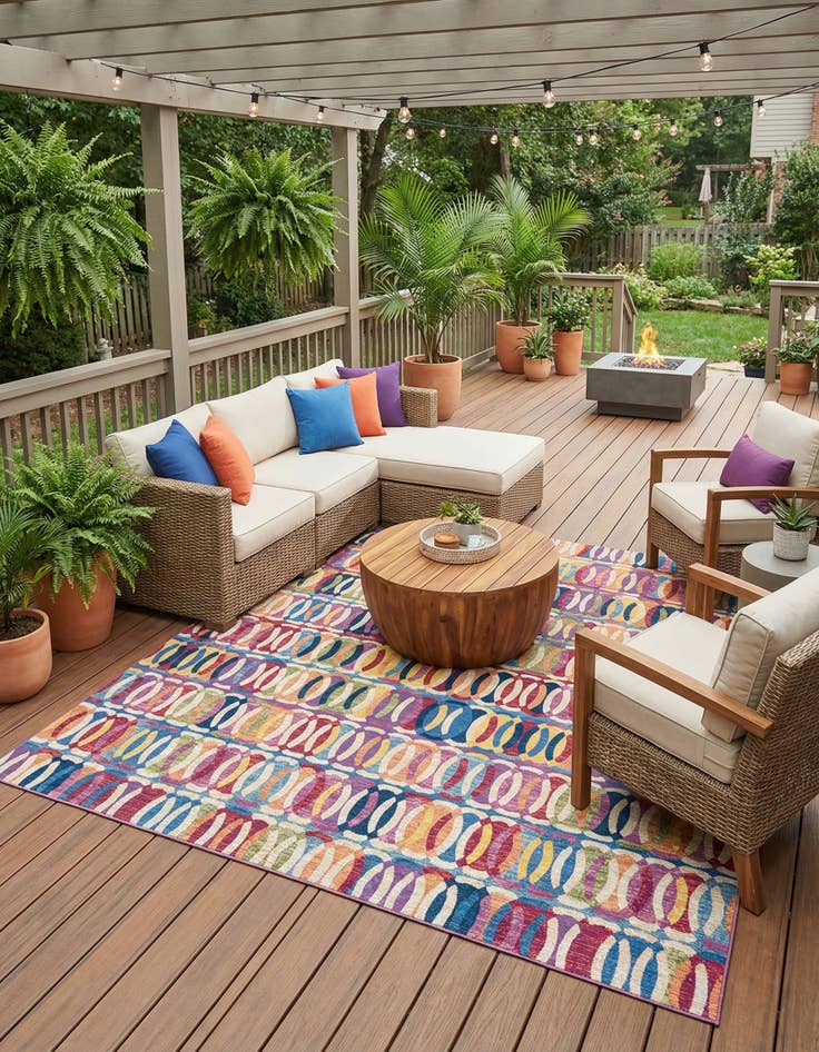 Detail image of 10' x 10'  Washable Modern Indoor / Outdoor Square Rug