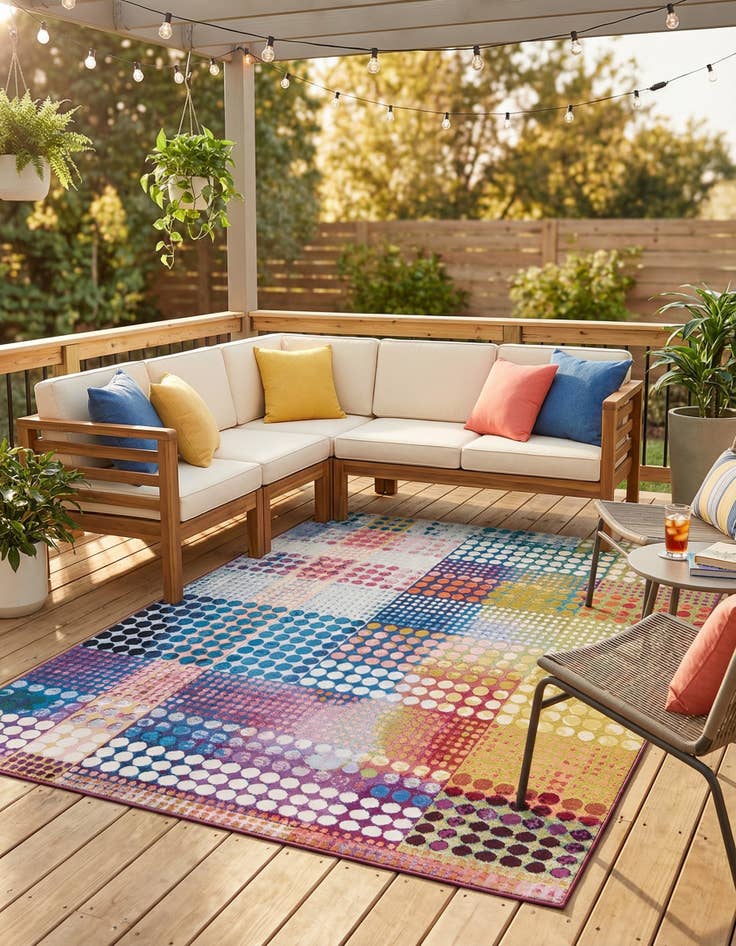 Detail image of 8' x 10'  Washable Modern Indoor / Outdoor Rug