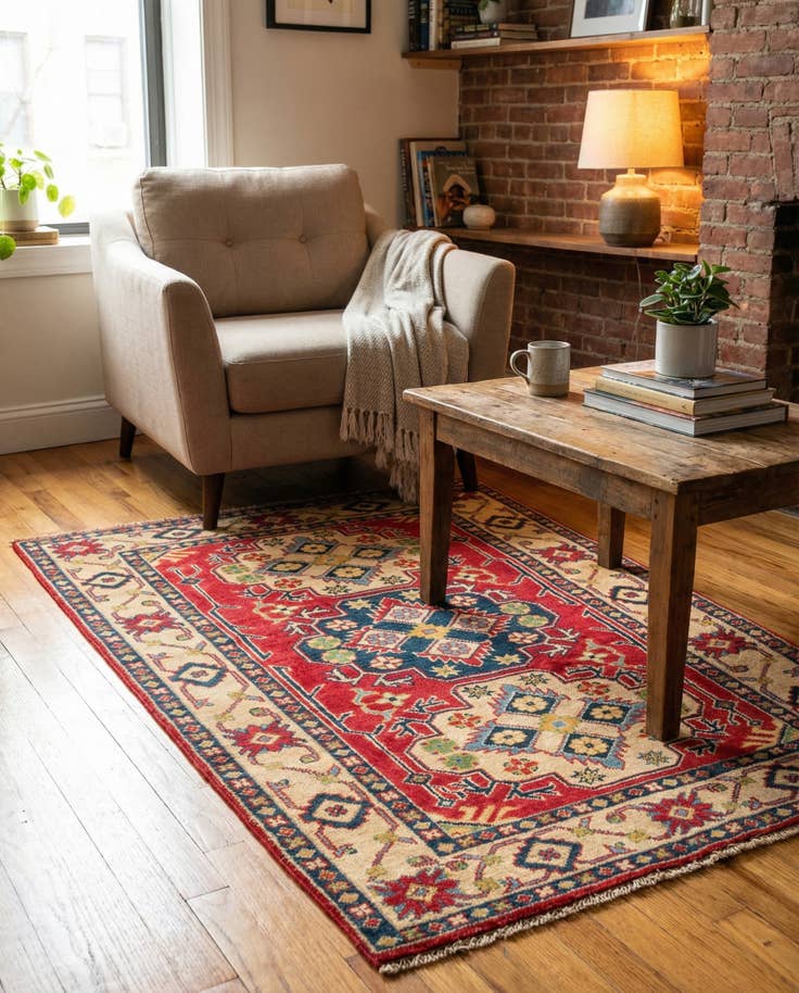 Detail image of 3' 3 x 4' 10 Hand Knotted Kazak Rug