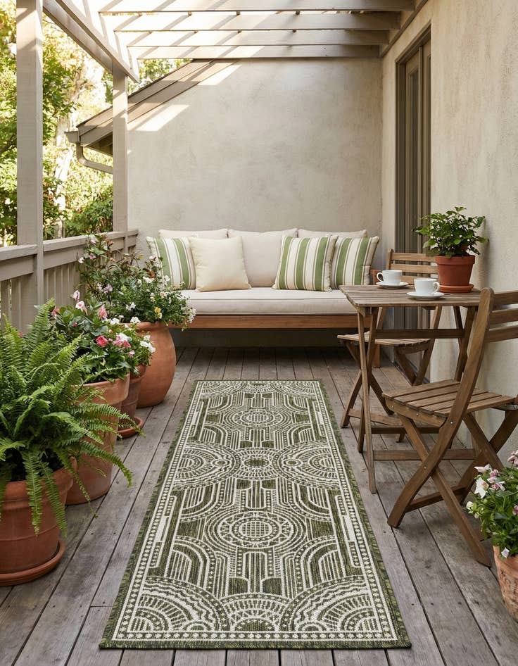 Detail image of 2' x 6'  Washable Traditional Indoor / Outdoor Runner Rug