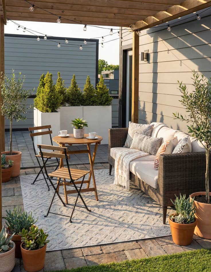 Detail image of 4' x 6'  Washable Trellis Textured Indoor / Outdoor Rug