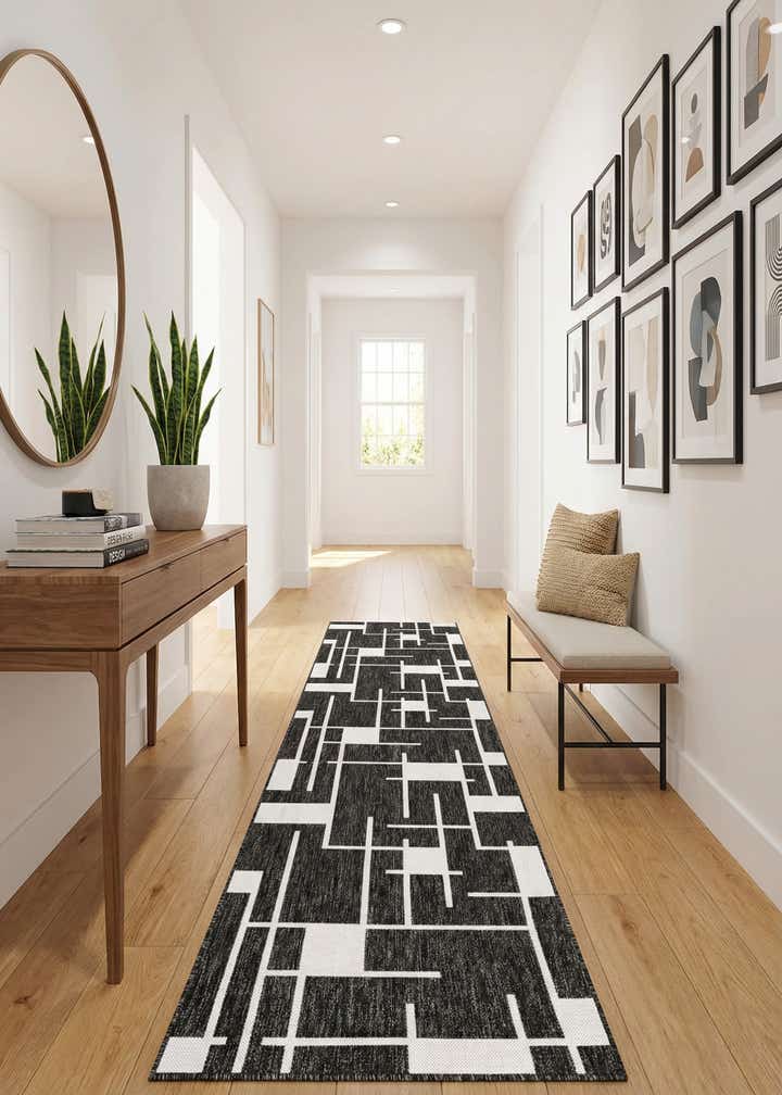 2' 7 x 12' Easy-Clean Modern Indoor / Outdoor Runner Rug