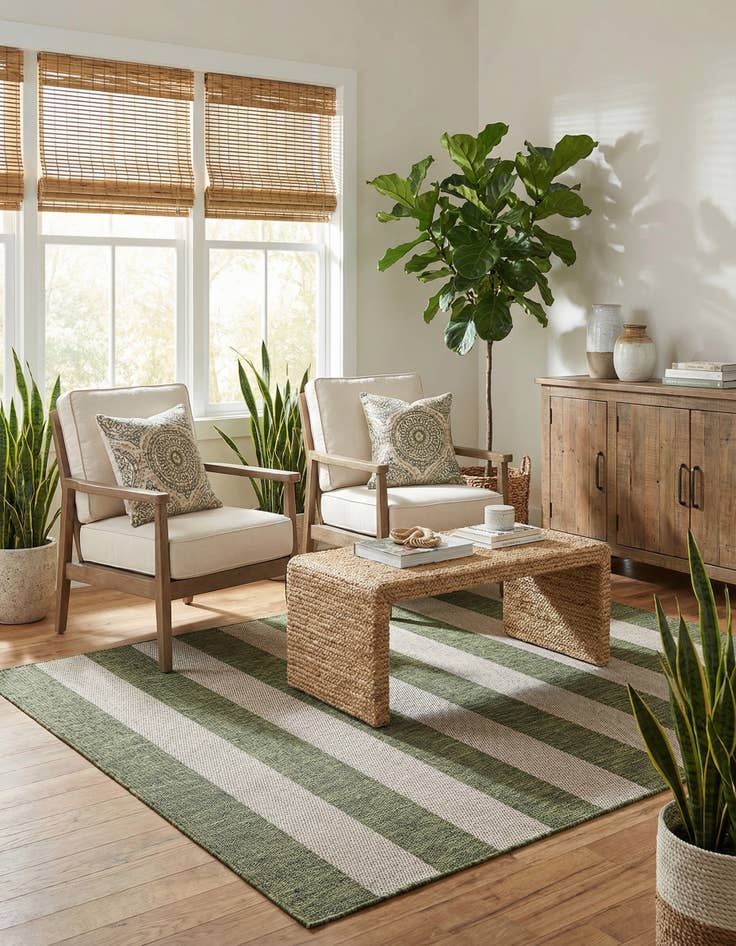 Detail image of  6' x 6'  Washable Ribbon Indoor / Outdoor Square Rug