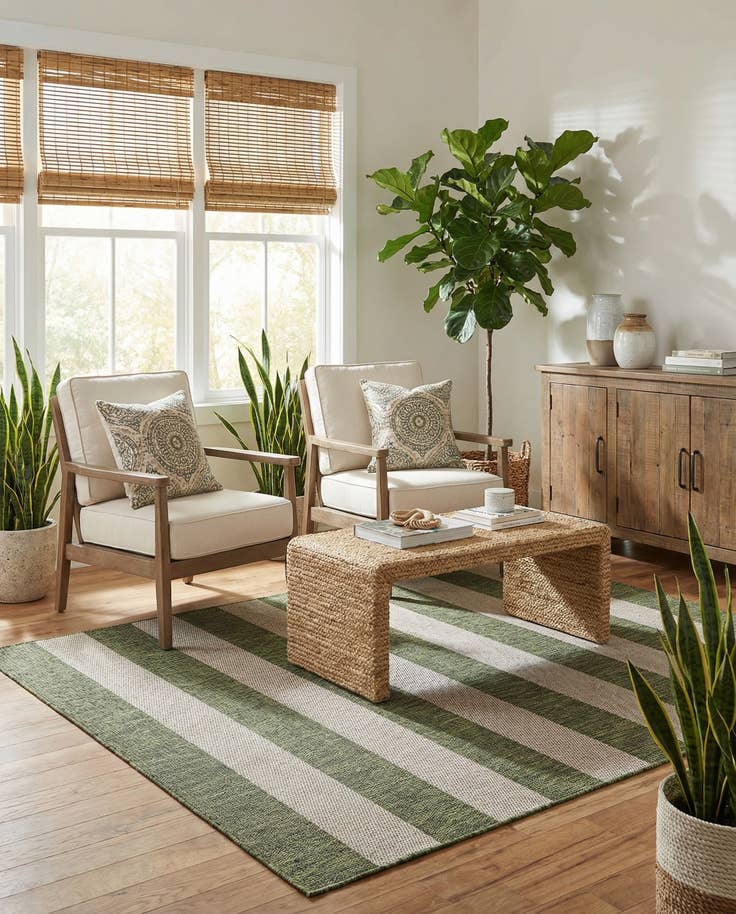 Detail image of 6' x 6' Easy-Clean Ribbon Indoor / Outdoor Square Rug