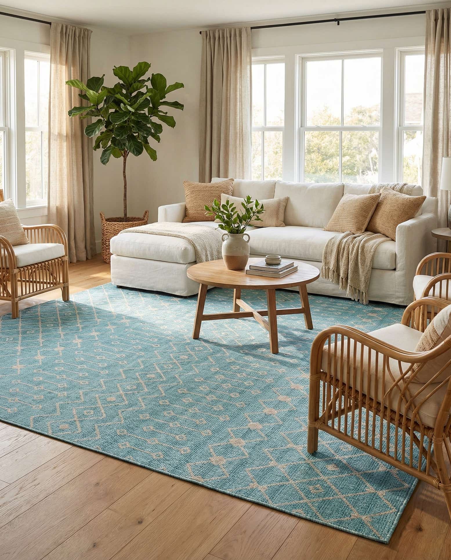 10' 8 x 10' 8 Easy-Clean Trellis Indoor / Outdoor Square Rug