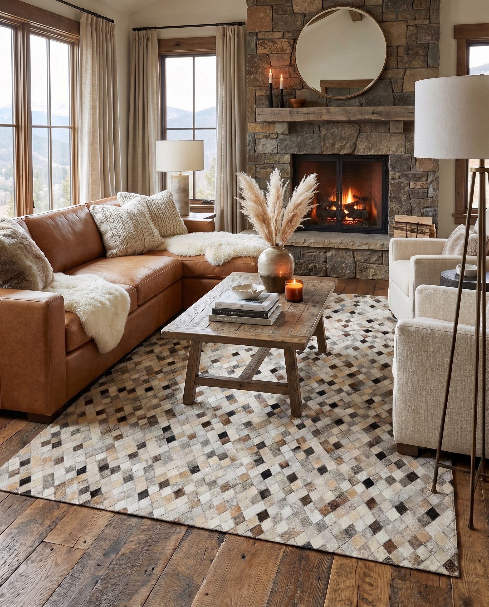 5' 8 x 8' Cowhide - Patchwork Rug