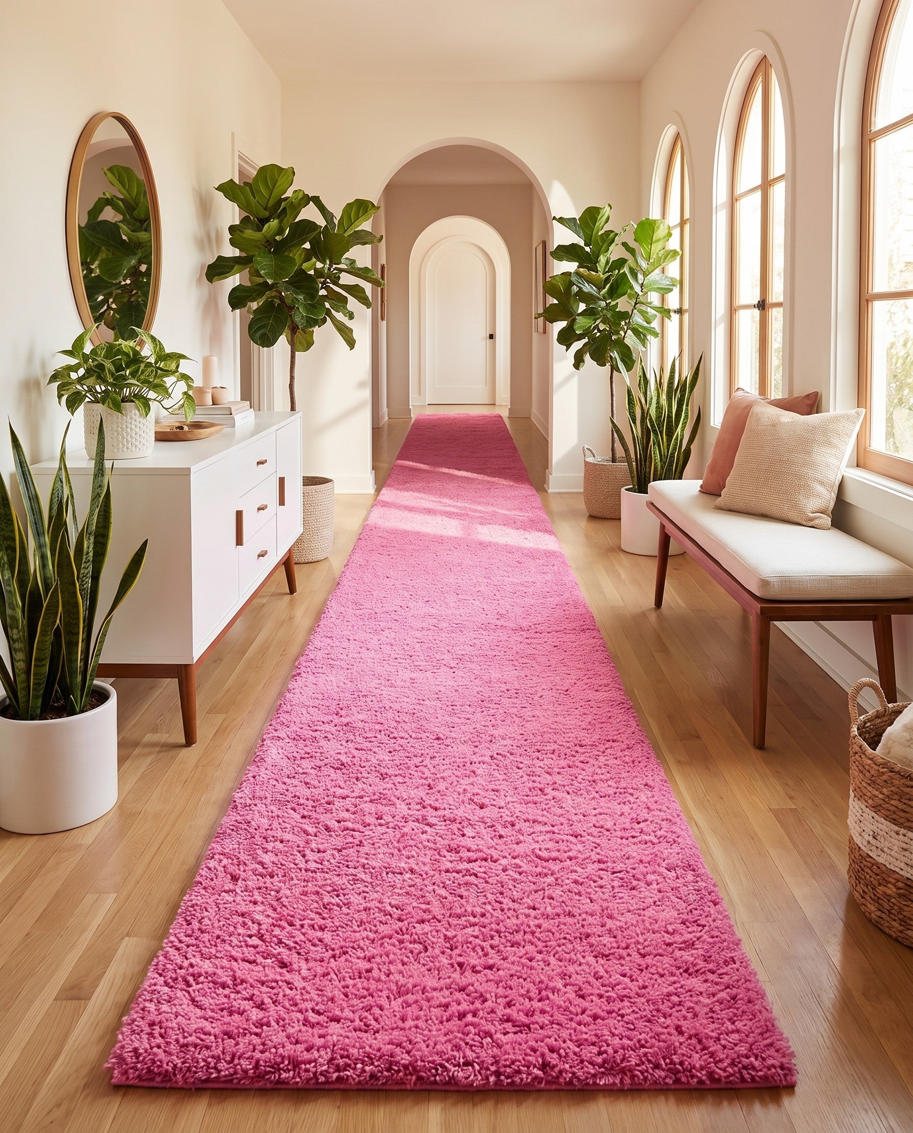 2' 7 x 16' 5 Solid Shag Runner Rug