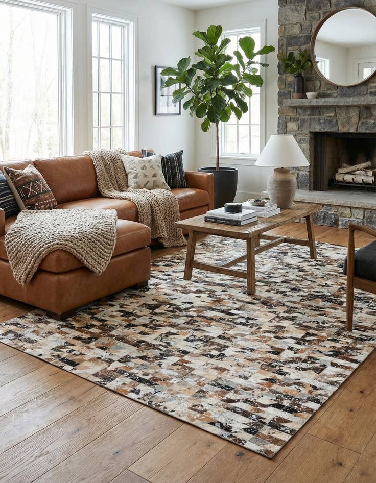 Detail image of 5' 2 x 7' 6 Cowhide Stocks Rug