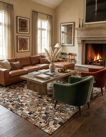 5' 1 x 8' Cowhide Leather Rug