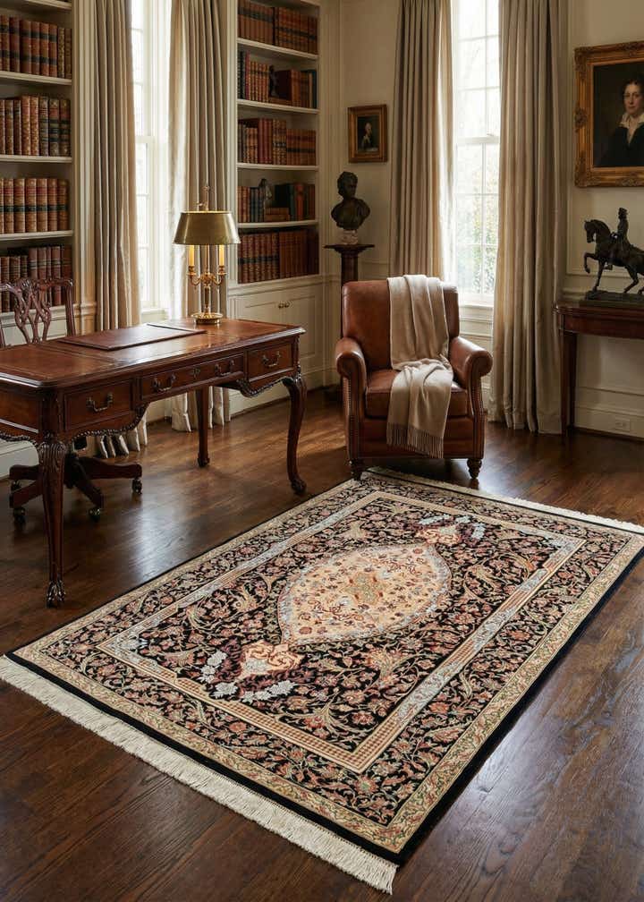 3' 3 x 4' 11 Ghom Silk Rug