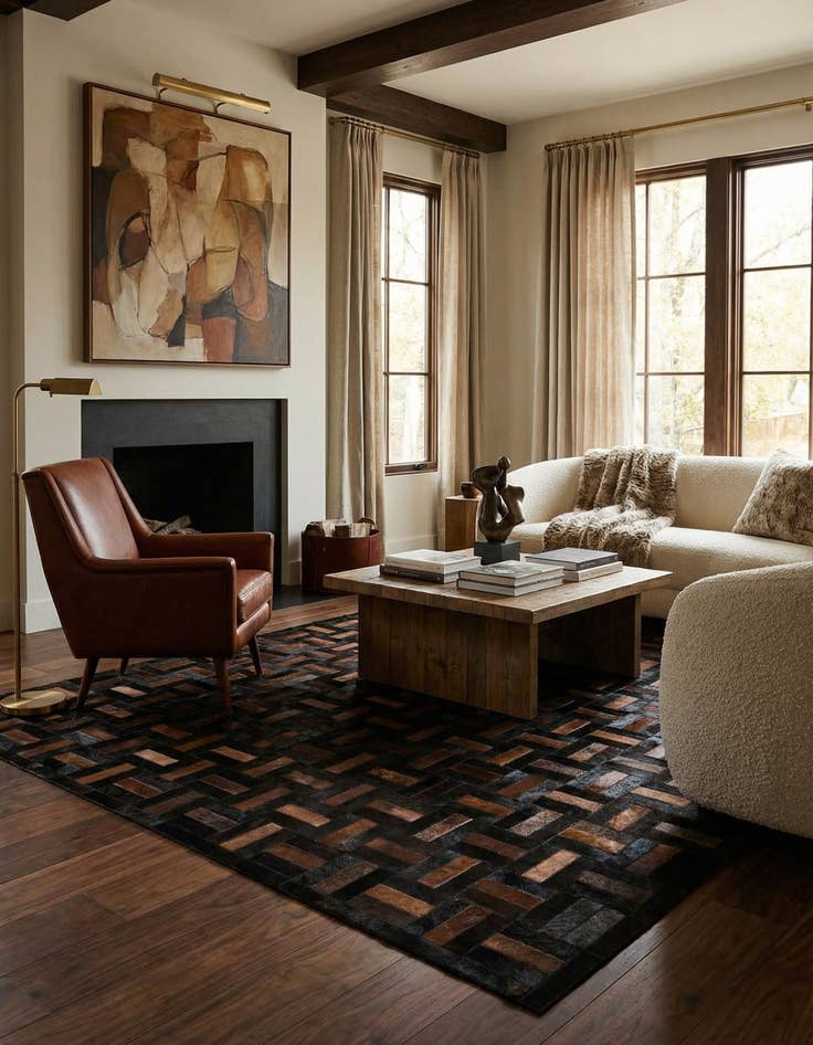 Detail image of  5' 3 x 8' 2 Cowhide - Patchwork Rug