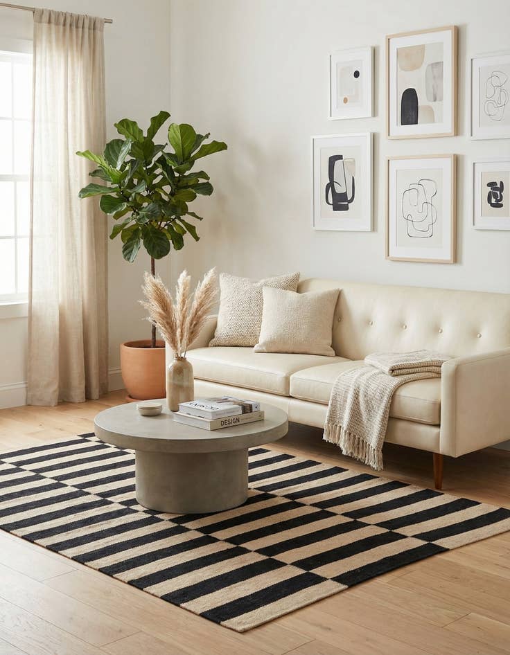 Detail image of 3' 4 x 4' 8  Hand Woven Kilim Modern Wool Rug