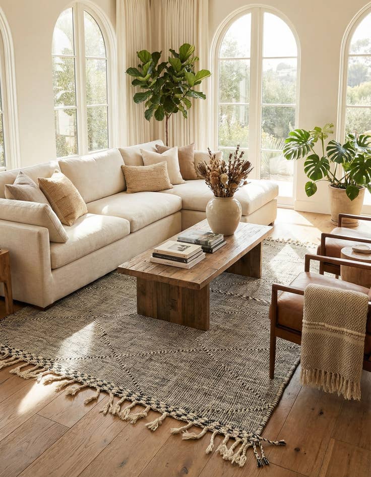 Detail image of 6' 5 x 11' 2  Hand Knotted Moroccan Wool Rug