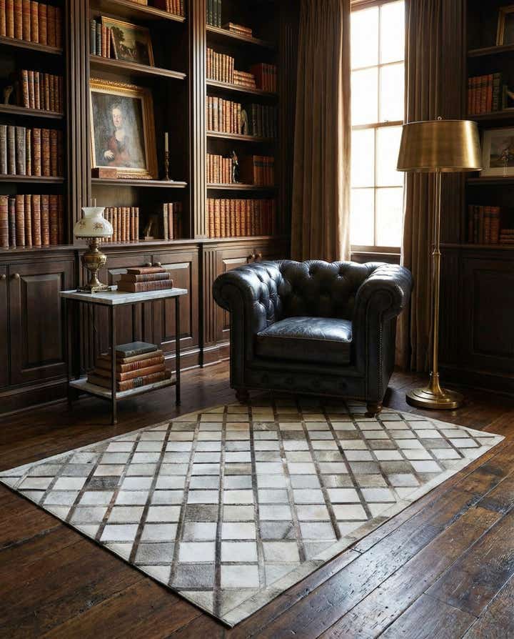 5' 4 x 7' 10 Cowhide Leather Rug