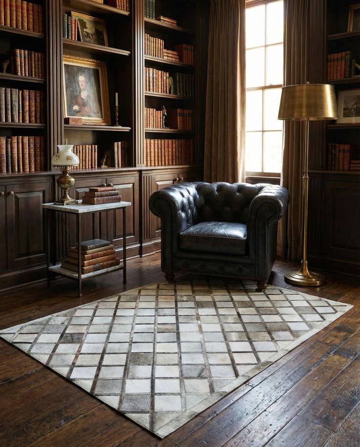 Detail image of 5' 4 x 7' 10 Cowhide Leather Rug
