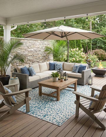 Teal Easy-Clean Safari Indoor / Outdoor Rug