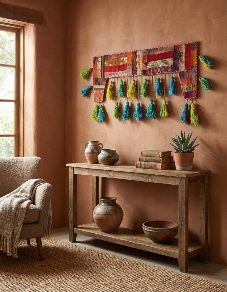 Detail image of 1' 8 x 4' 5  Hand Woven Wall Art Rug