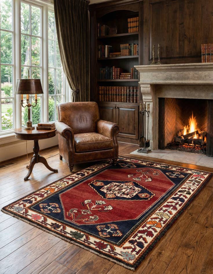 Detail image of  3' 10 x 5' Ghashghai Wool Rug