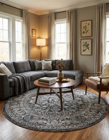 Navy Blue Uptown Central Park Round Rug