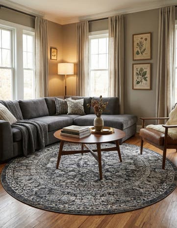 Navy Blue Uptown Central Park Round Rug