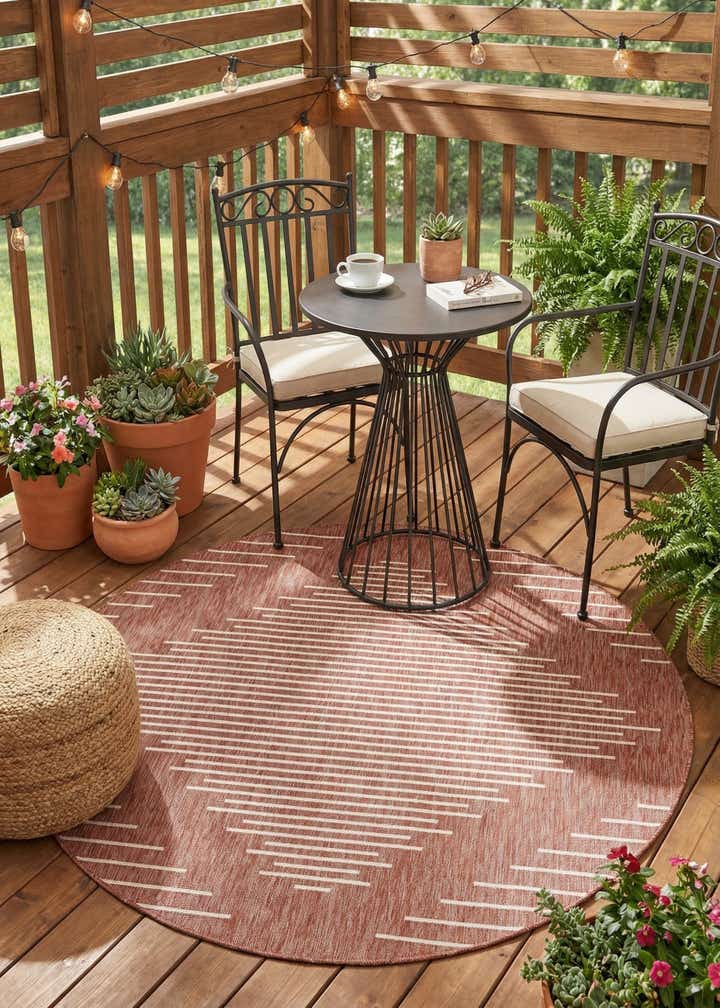 7' 10 x 7' 10 Easy-Clean Modern Indoor / Outdoor Round Rug