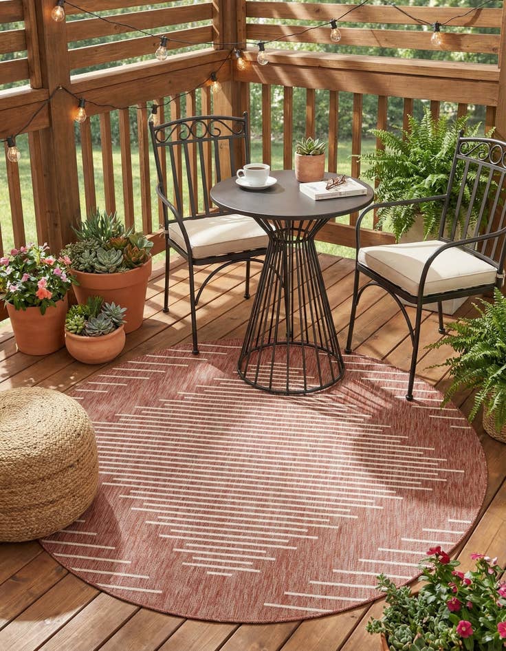 Detail image of  7' 10 x 7' 10  Washable Modern Indoor / Outdoor Round Rug