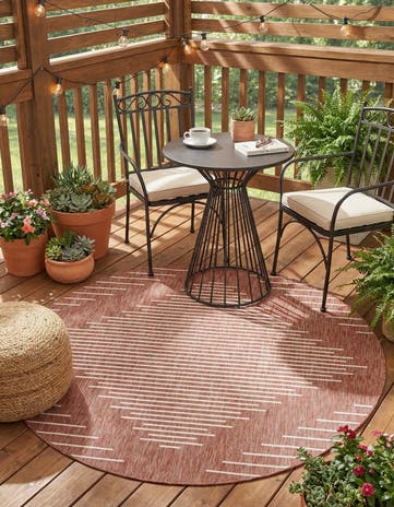 7' 10 x 7' 10 Easy-Clean Modern Indoor / Outdoor Round Rug