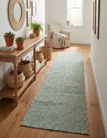 2' 7 x 12' Hand Woven Geo Trellis Flatweave Runner Rug