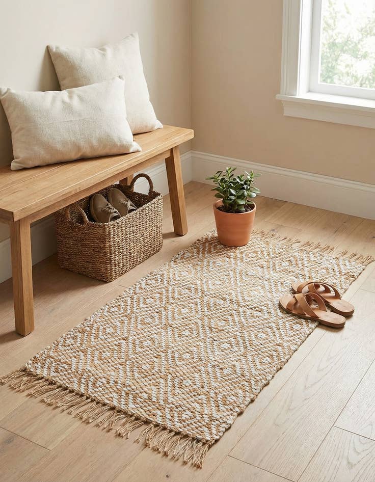 Detail image of 2' x 3' 1  Hand Woven Braided Jute Rug