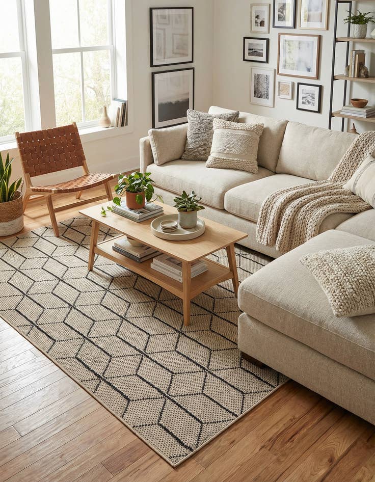 Detail image of 4' 1 x 6' 1  Washable Trellis Indoor / Outdoor Rug