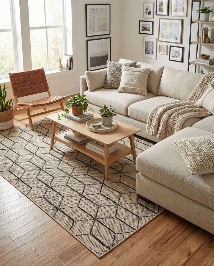 4' 1 x 6' 1 Easy-Clean Lattice Indoor / Outdoor Rug