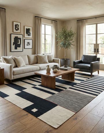 6' 6 x 9' 6 Hand Woven Kilim Modern Wool Rug