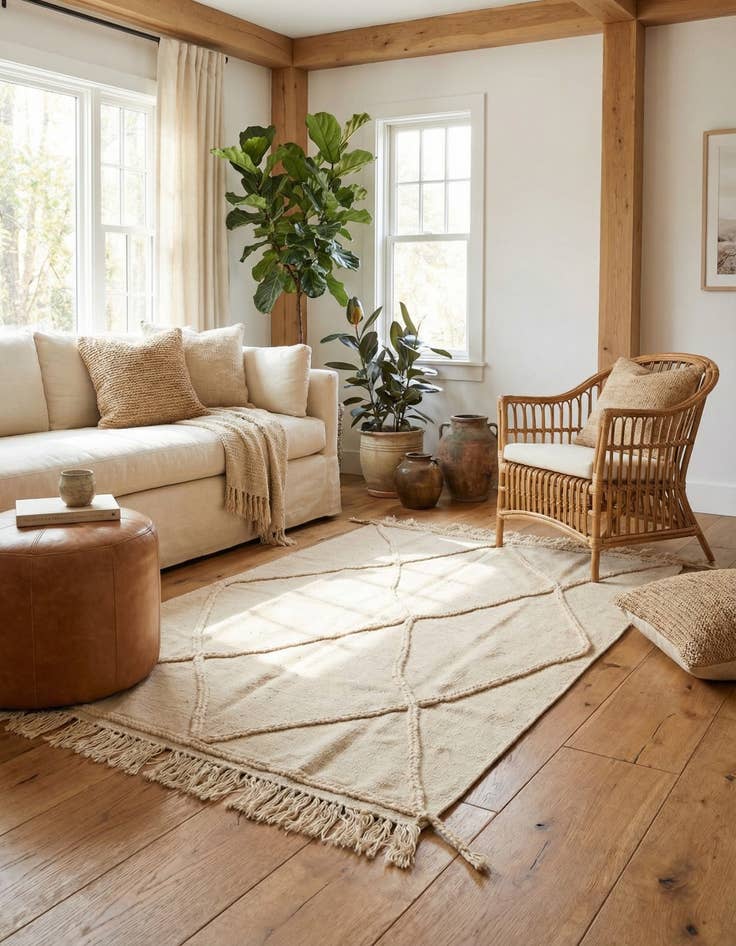 Detail image of  3' 4 x 5' 2  Hand Knotted Moroccan Wool Rug