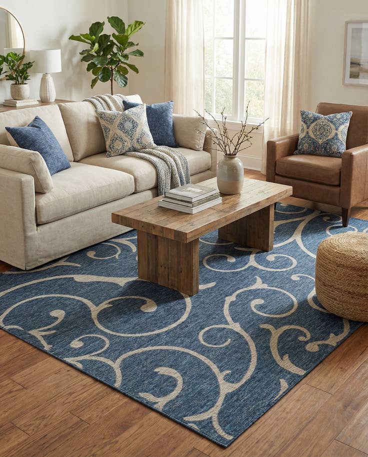 Detail image of 7' 10 x 11' Easy-Clean Botanical Indoor / Outdoor Rug