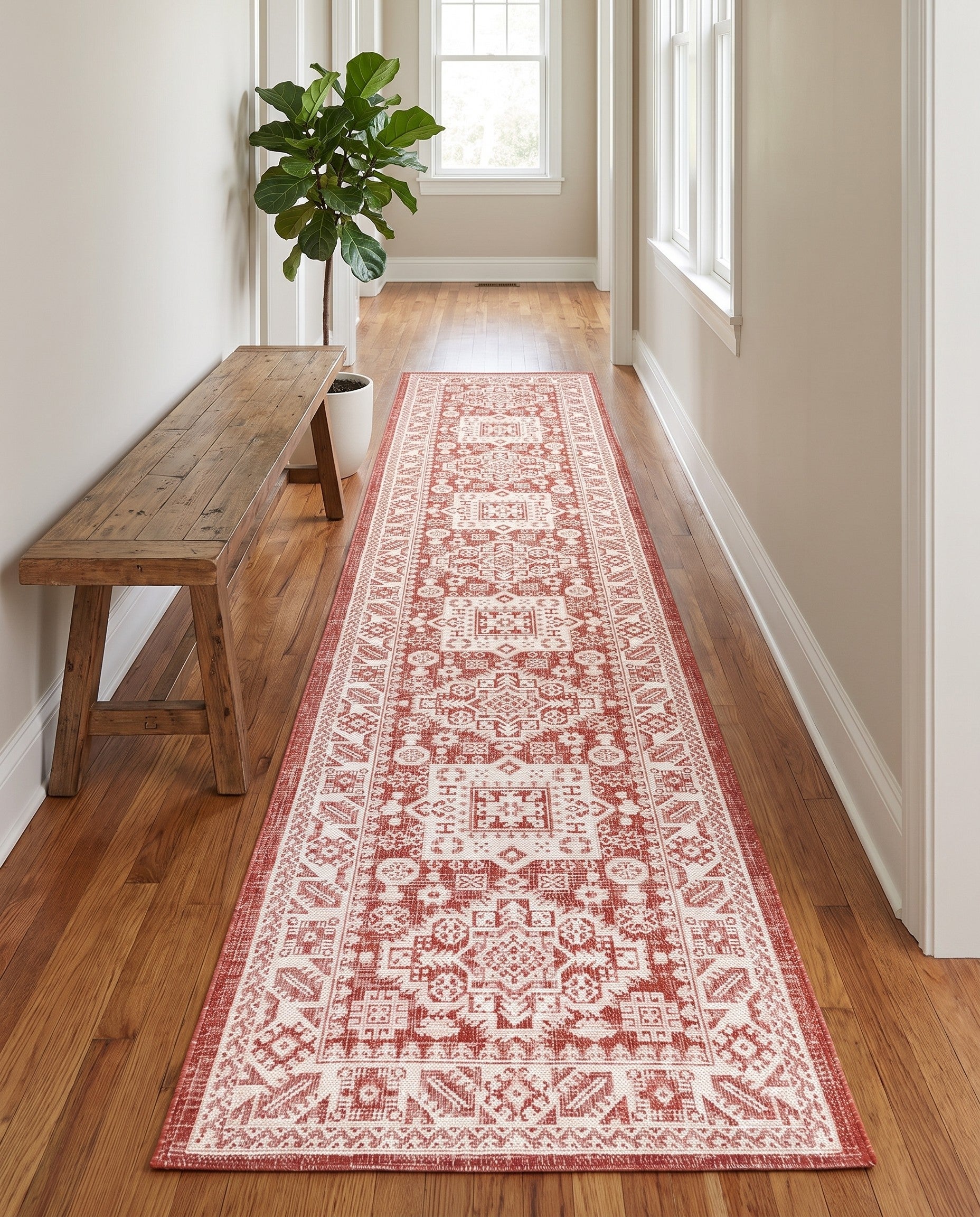 2' 7 x 12' Easy-Clean Aztec Indoor / Outdoor Runner Rug