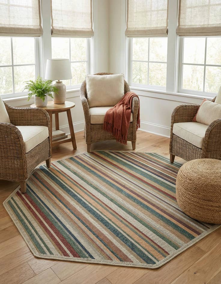 Detail image of 7' 10 x 7' 10  Washable Baja Indoor / Outdoor Octagon Rug