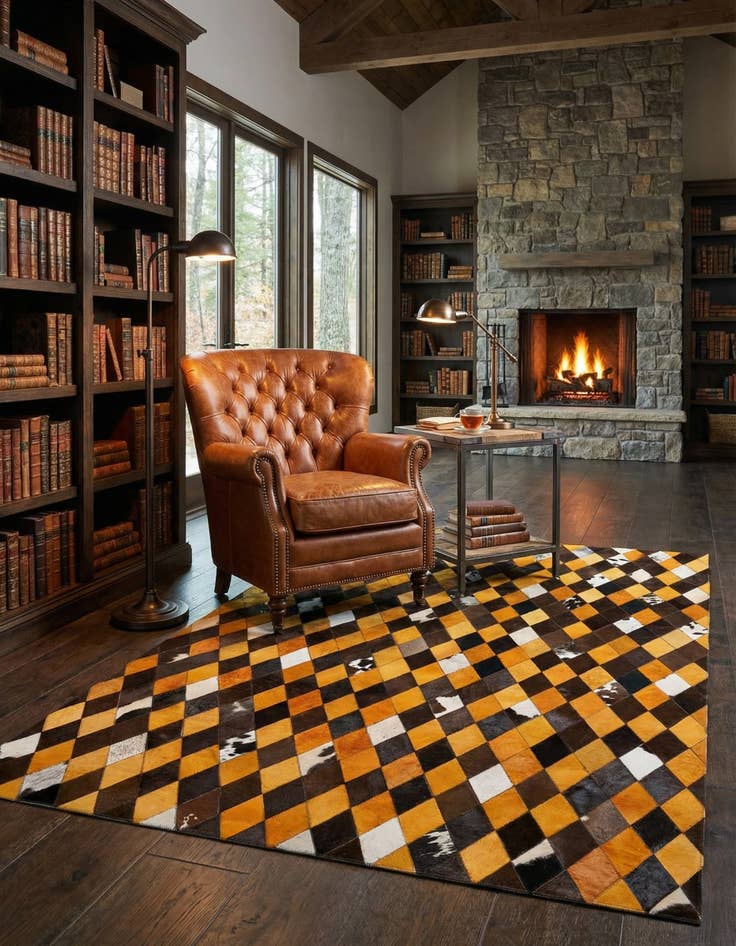 Detail image of 5' x 8' Cowhide Stocks Rug