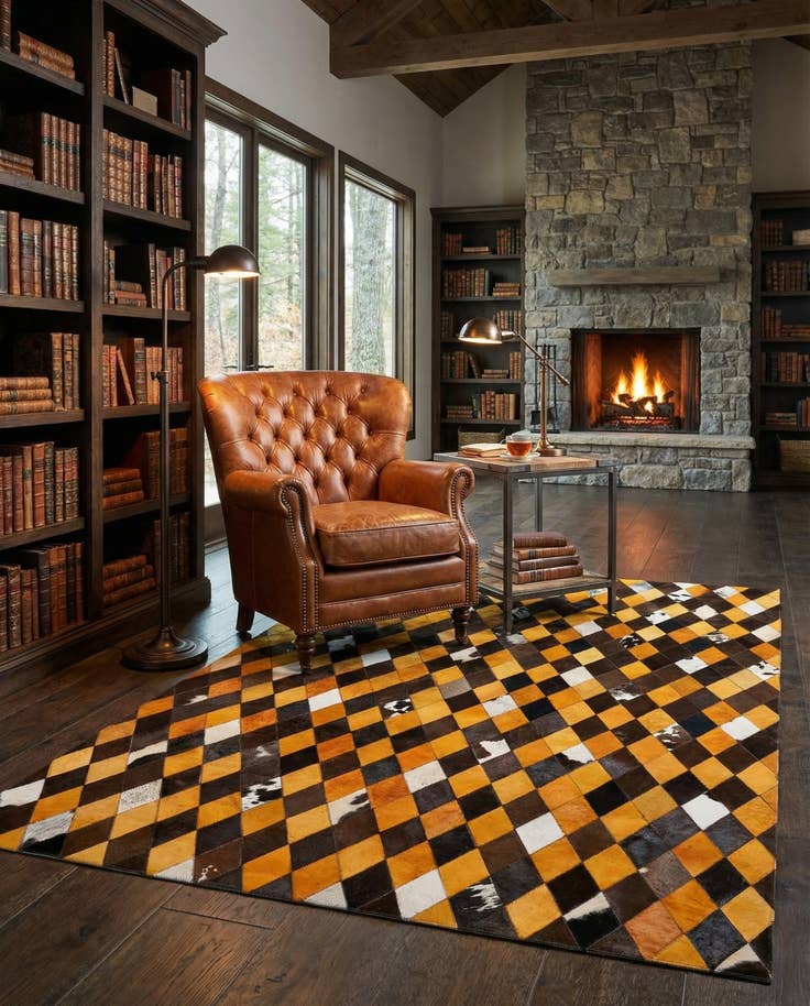 Detail image of 5' x 8' Cowhide Stocks Rug