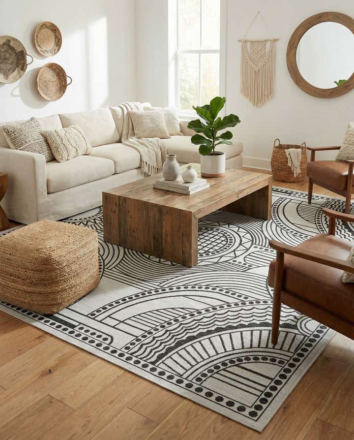 10' x 10' Easy-Clean Traditional Indoor / Outdoor Square Rug