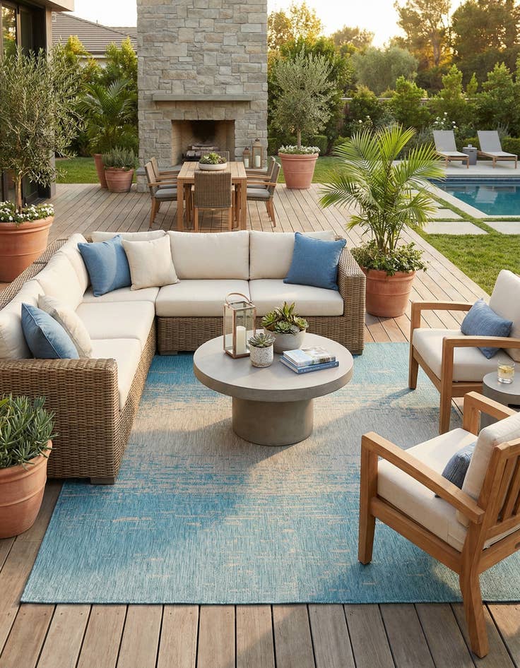 Detail image of 13' x 13'  Washable Modern Indoor / Outdoor Square Rug