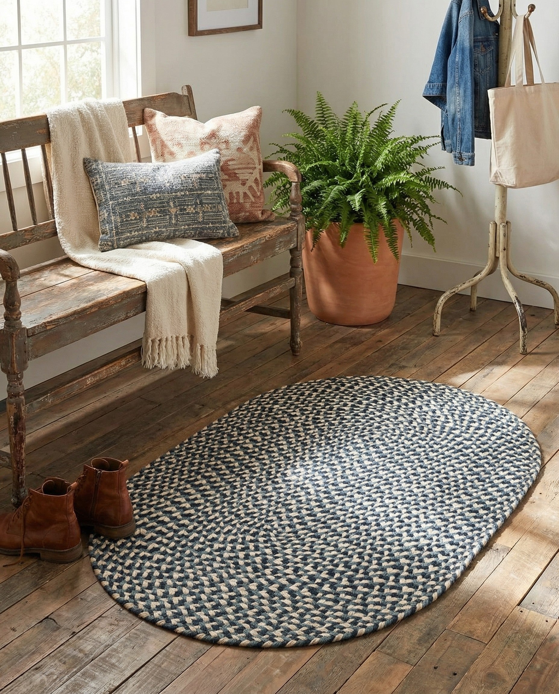  2' x 3' 1  Hand Tweed Braided Jute Oval Rug